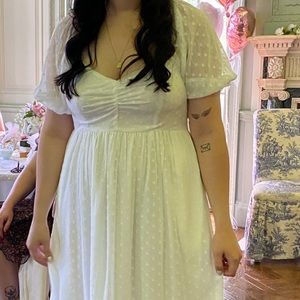White Swiss Dot Lulus Maxi Dress